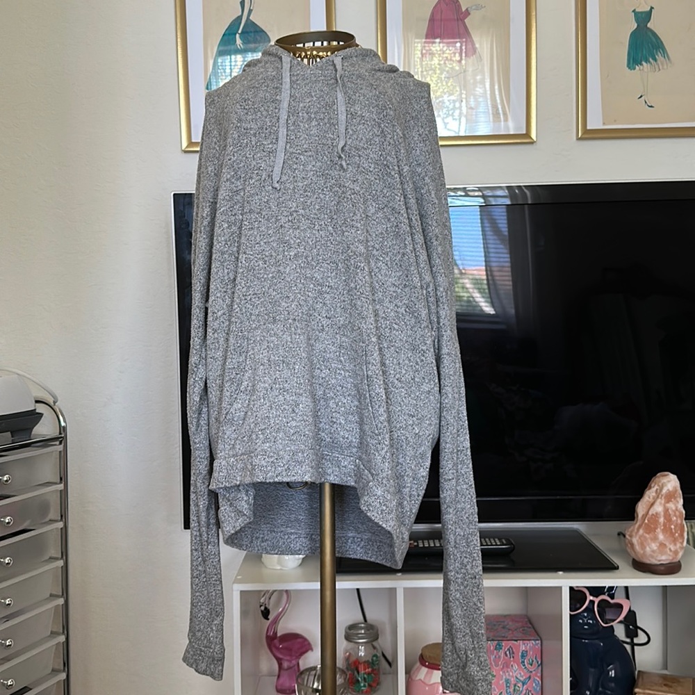 Grey Brandy Melville Pullover with Hood
